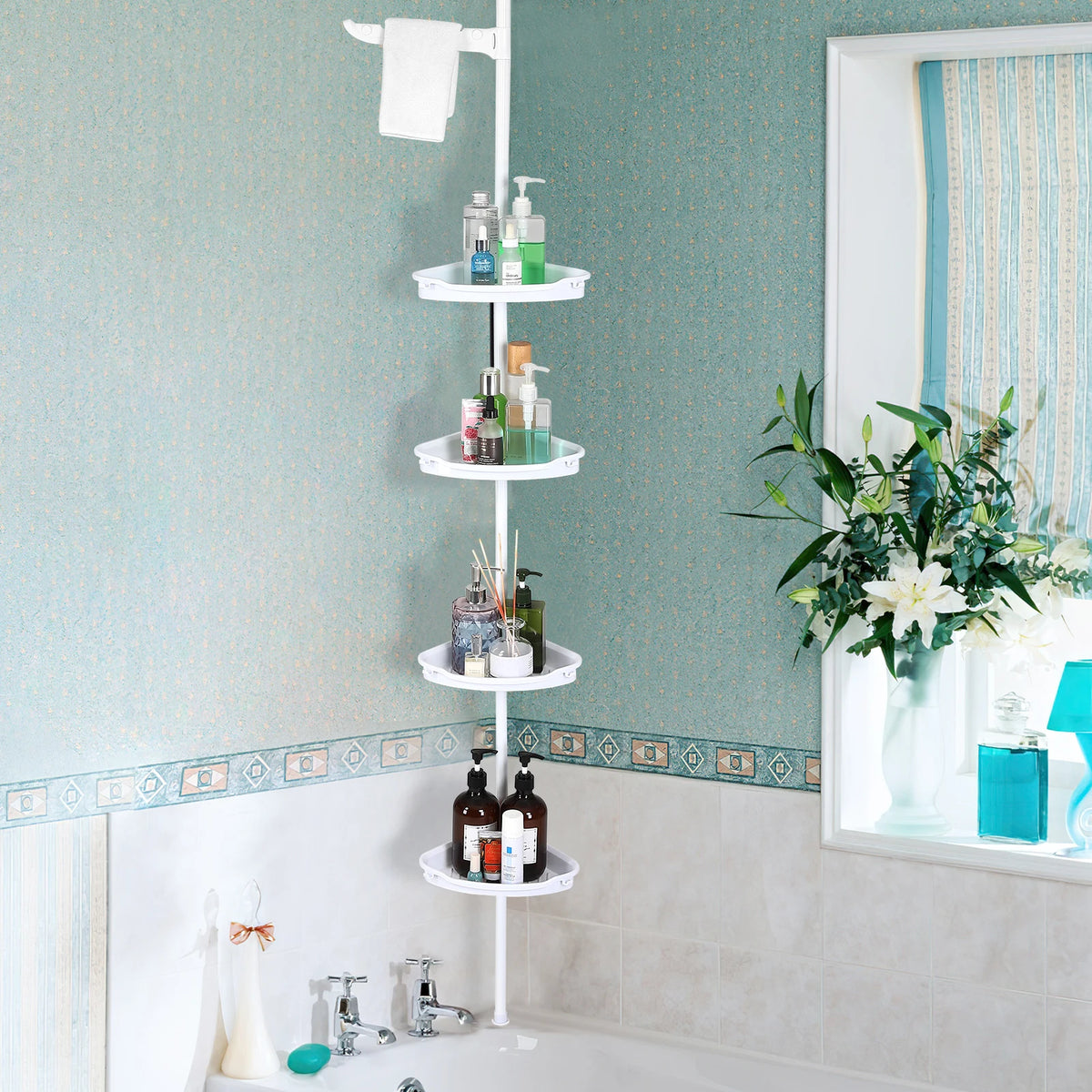 HiMISS Corner Shower Caddy Four Tier Adjustable Bathroom Organizer