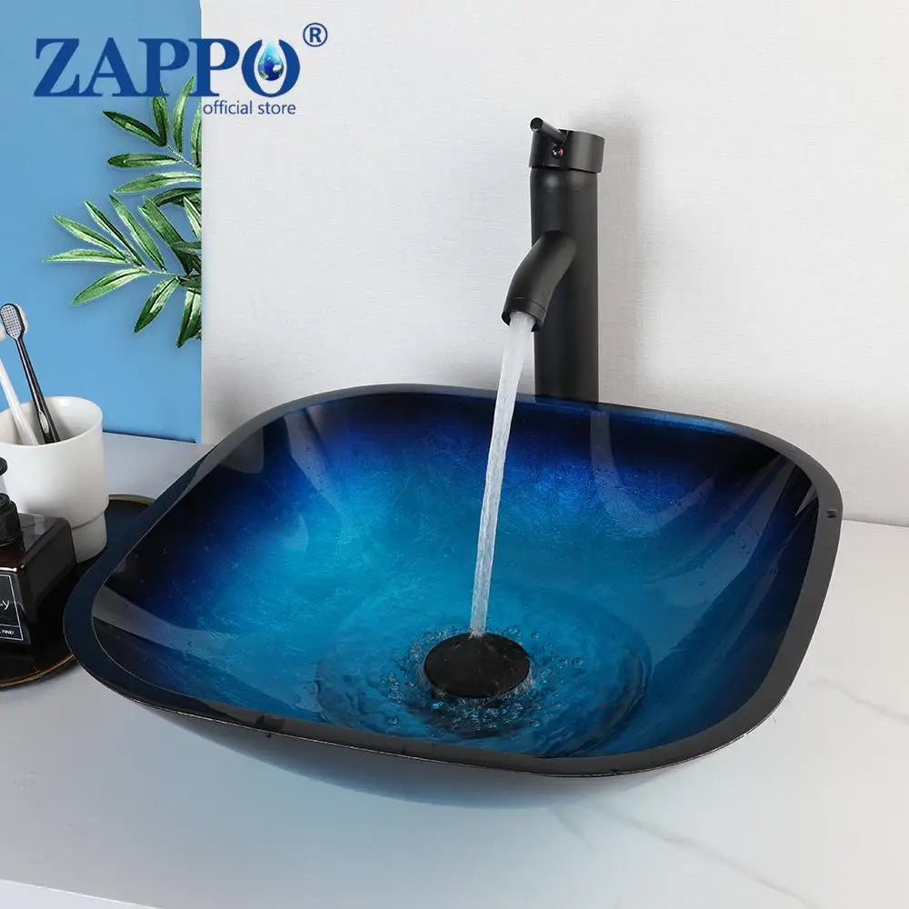 Mekkhal Tempered Glass Bathroom Oval Vessel Sink With Faucet