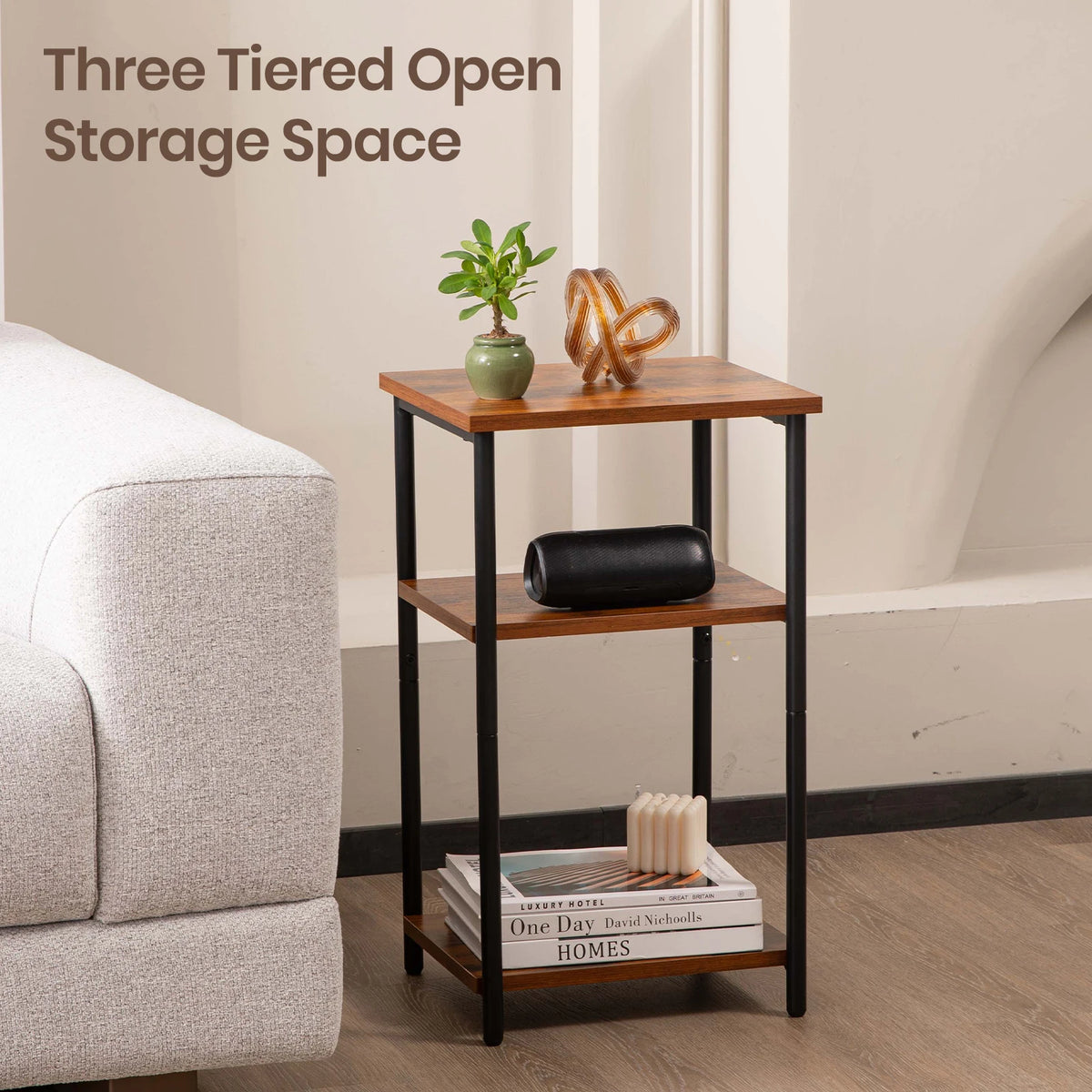 JHK Modern Steel Frame Side Table for Home Living Spaces