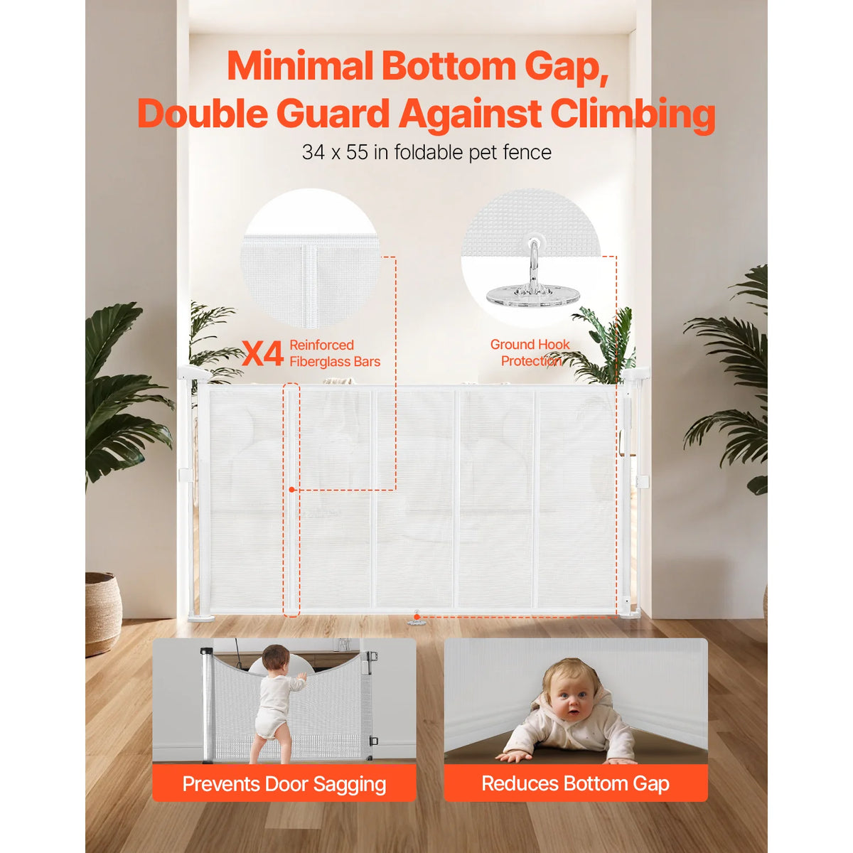SucceBuy Retractable Safety Gate for Stairs, Doorways, Children and Pets