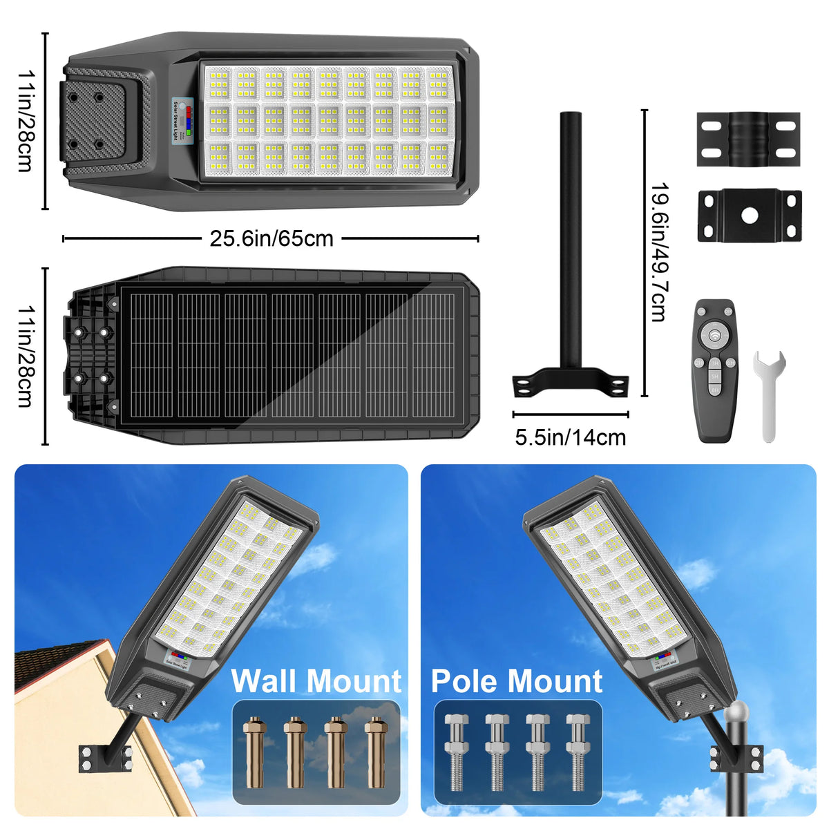 Outdoor Motion Sensor Solar Light Remote Ip65 Waterproof Garden Lamp