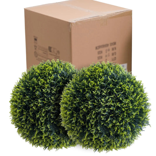 Studyset Artificial Cedar Topiary Balls Set of 2 Outdoor Decor