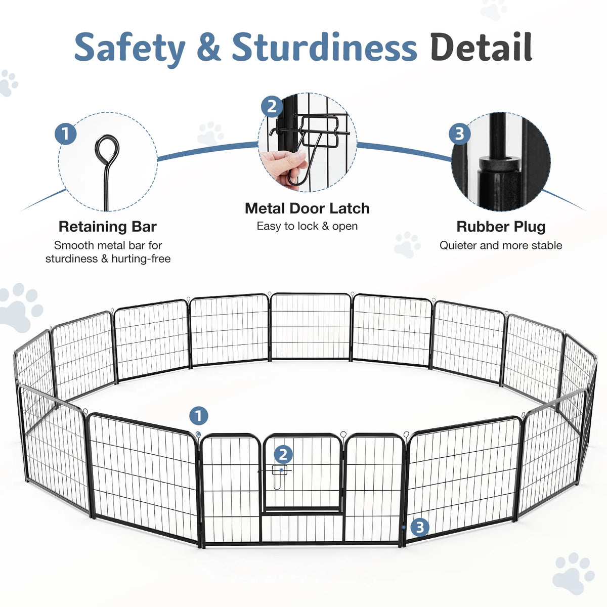 JHK Foldable Metal Dog Playpen For Yard And Camping