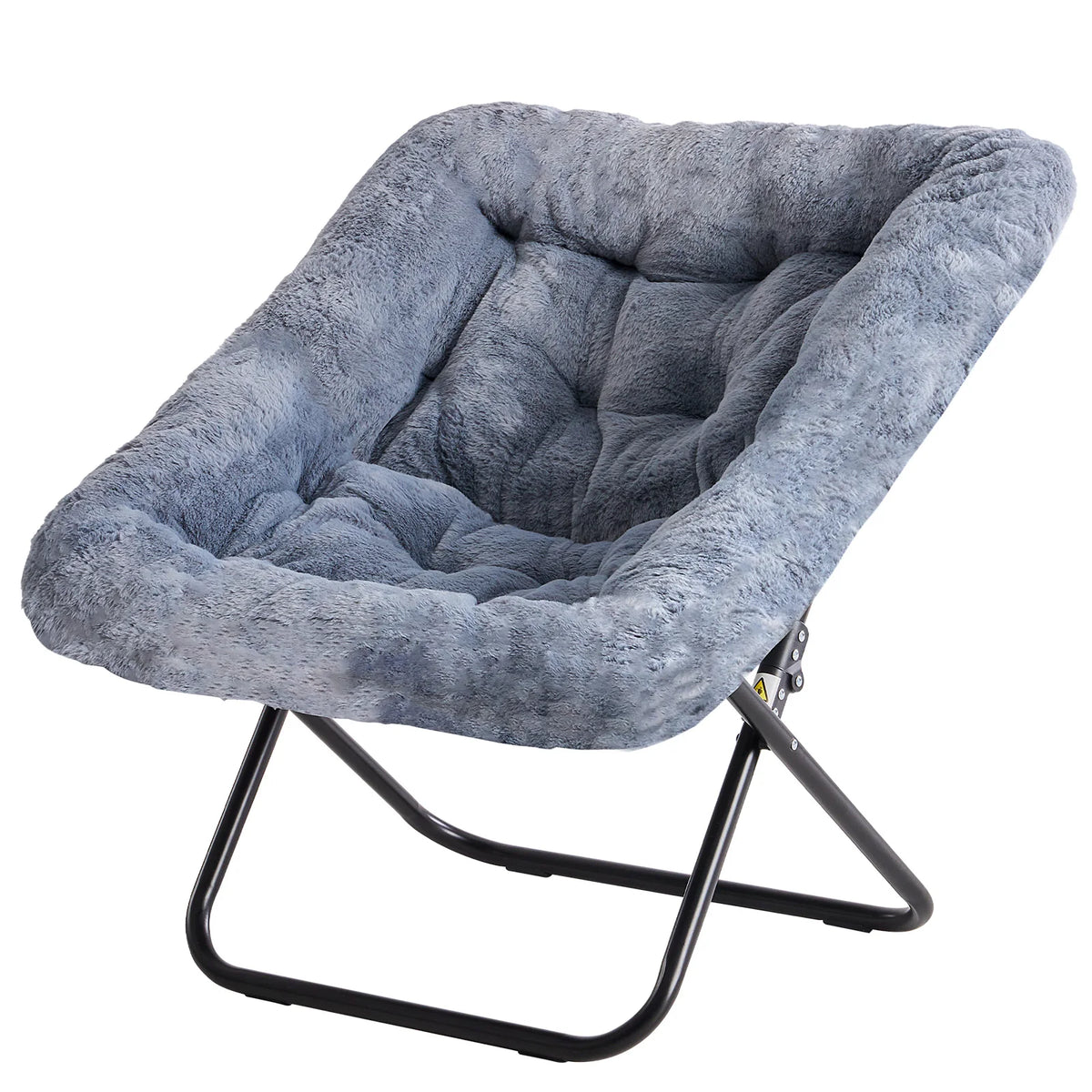 JHK Folding Faux Fur Saucer Chair For Cozy Lounge Seating