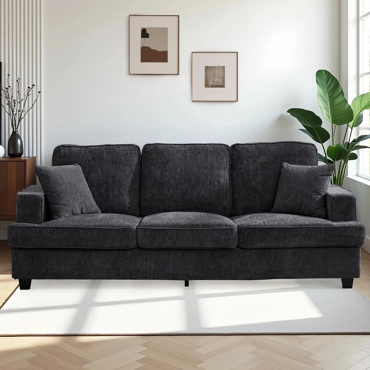 Modern Cloud Couch Sofa With Chenille Fabric And Wood Frame
