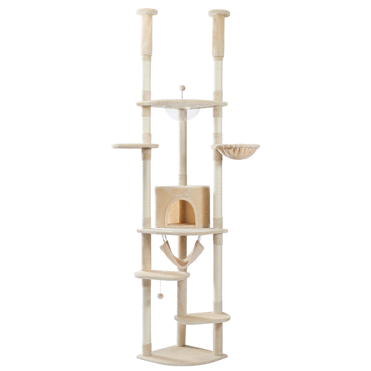 PAWZ Road Adjustable Floor To Ceiling Cat Tower With Hammock