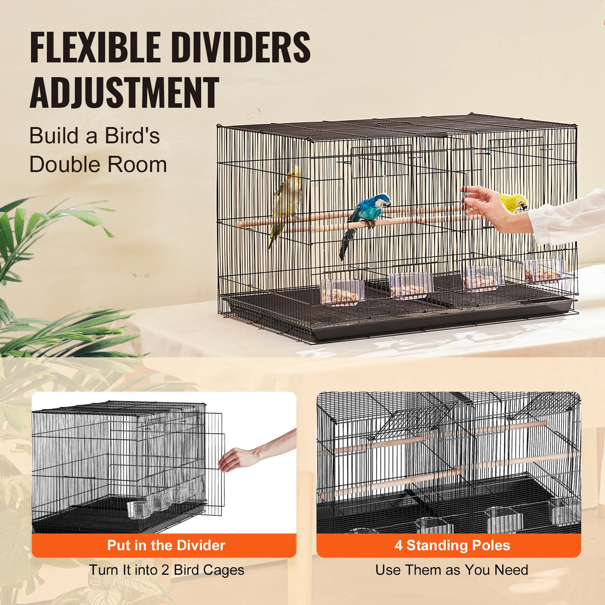 Succebuy Stackable Divided Small Bird Cage With Travel Handle