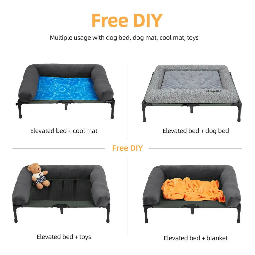 Bingopaw Elevated Cooling Pet Lounger With Breathable Metal Frame