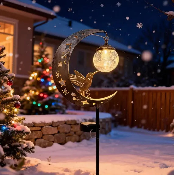 Solar Halloween Cat Crescent Moon Garden Stake Light