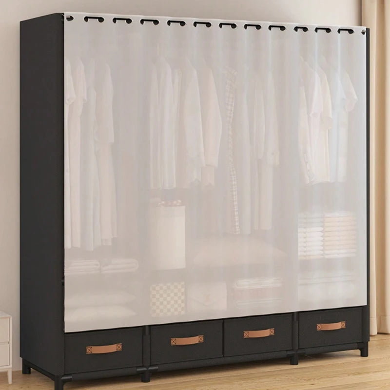 Portable Wardrobe Closet With Drawers Hanging Rods And Storage Shelves