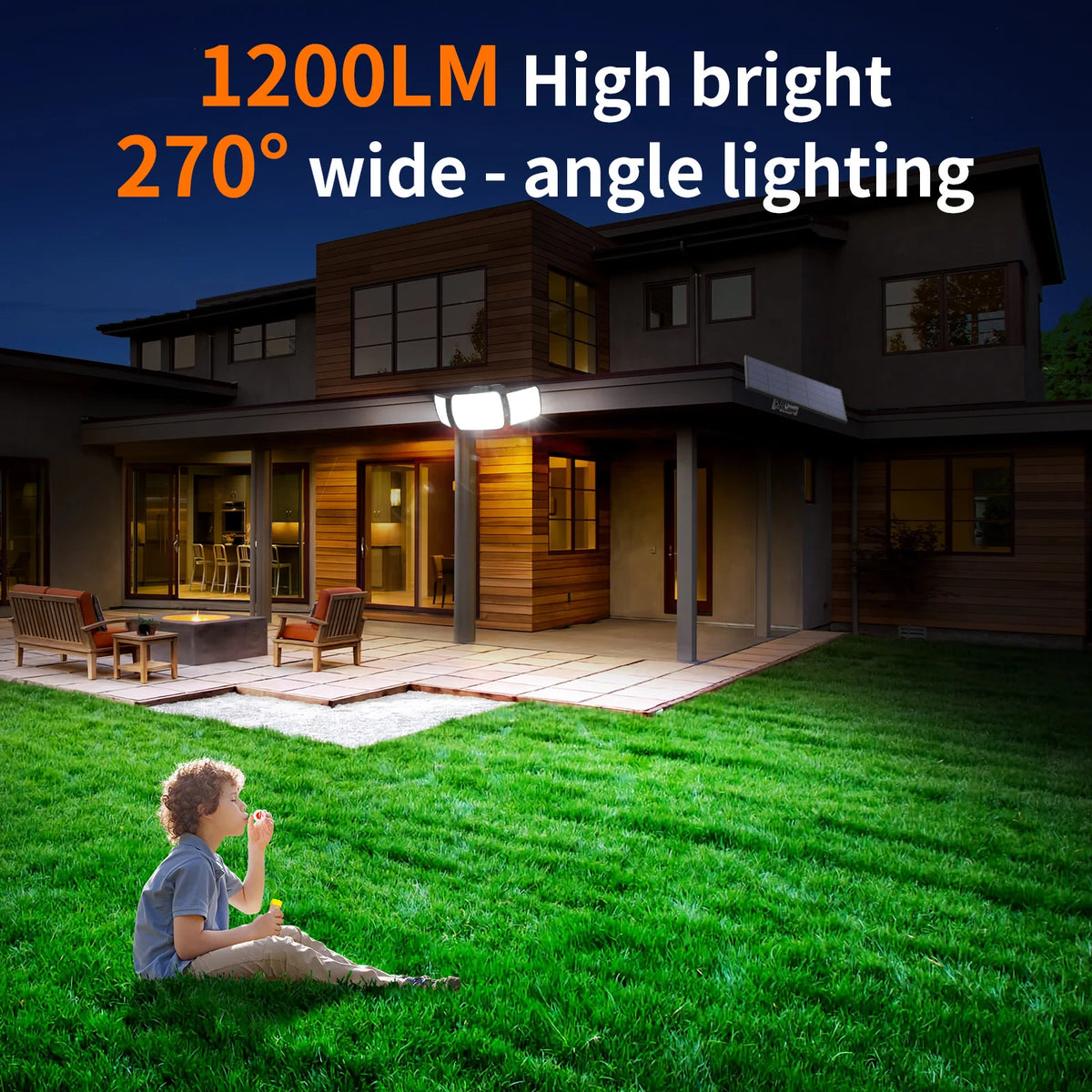 Intelamp Outdoor Solar LED Security Spotlight With Motion Sensors