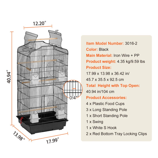 SucceBuy Hanging Bird Cage With Swing And Perch