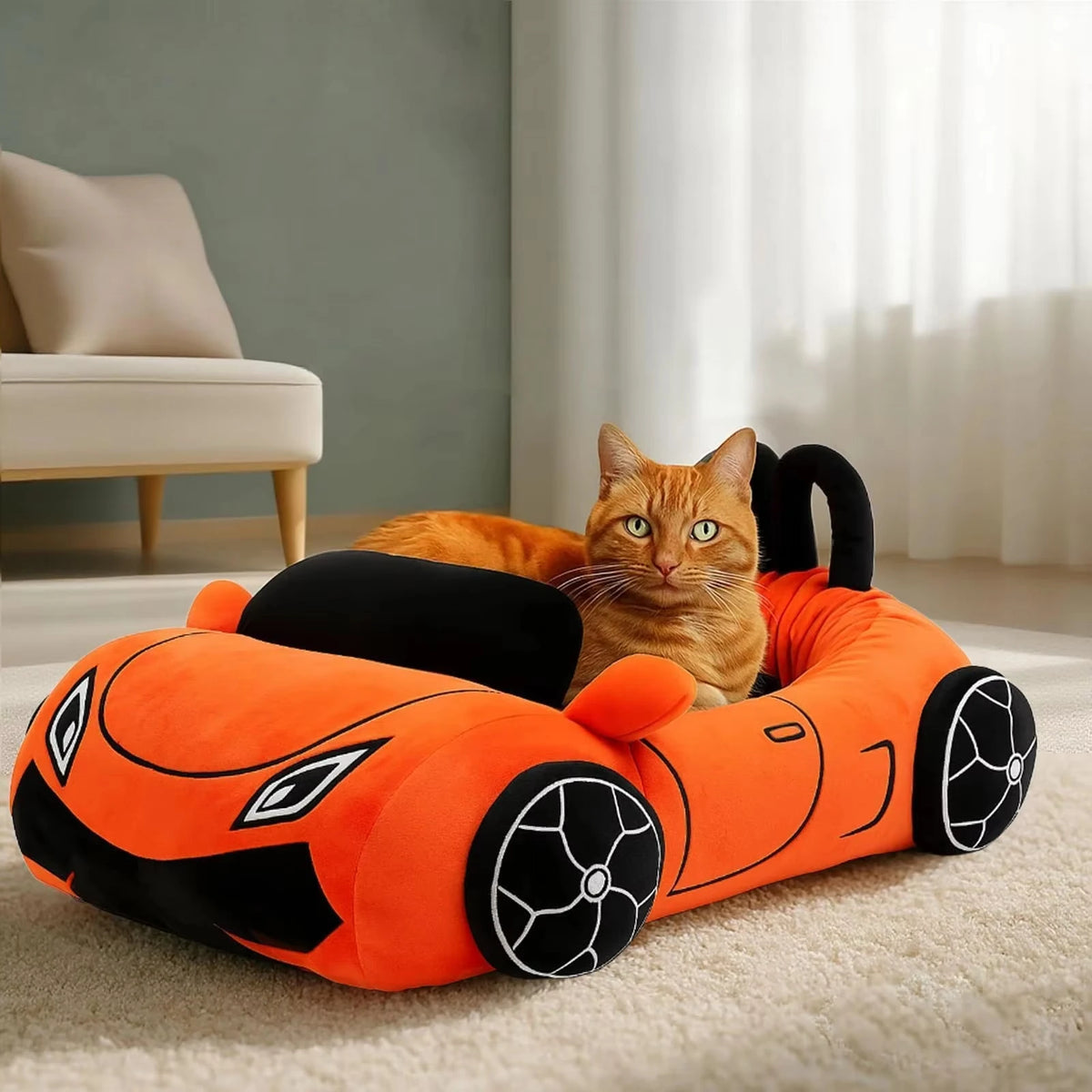 CWV Cozy Coral Fleece Supercar Design Pet Bed For Cats