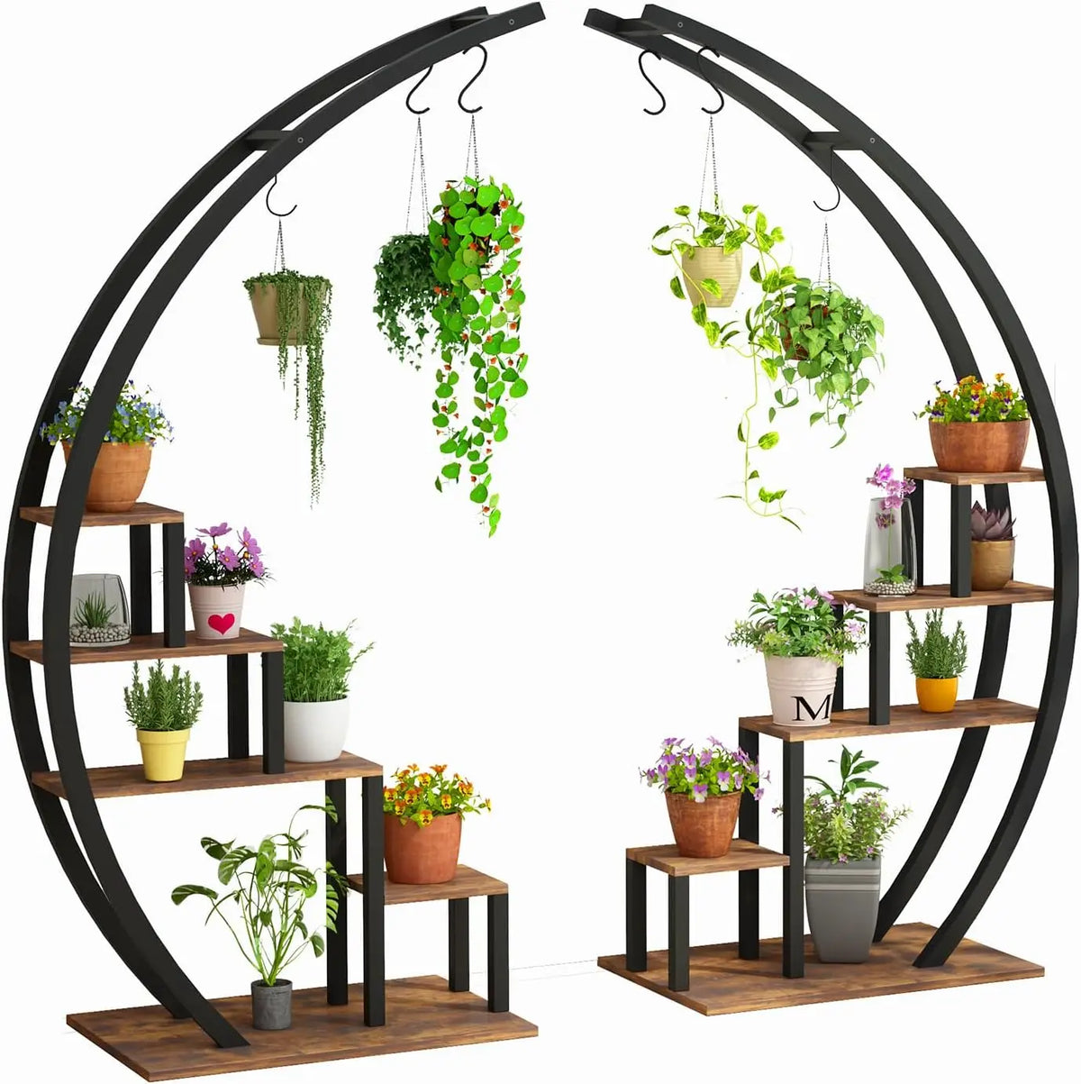 Twister.CK 2 Pack 5 Tier Half Moon Metal Plant Stand