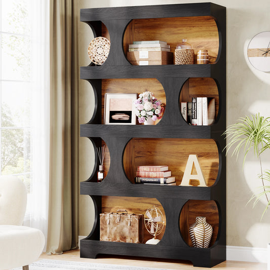 Tribesigns Modern S Shaped Bookcase With Four Tier Decorative Shelves