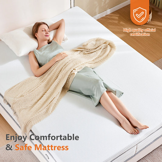 JHK Gel Memory Foam Mattress Topper Featuring Removable Breathable Cover