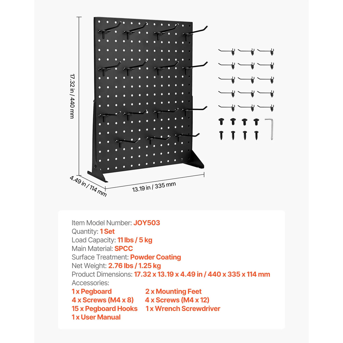 SucceBuy Tabletop Steel Pegboard Display Stand With Hooks