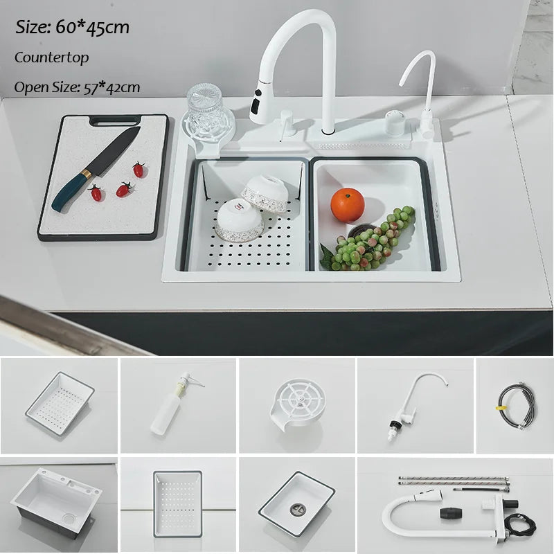 Stainless Steel Single Bowl Kitchen Sink With Pull Out Faucet