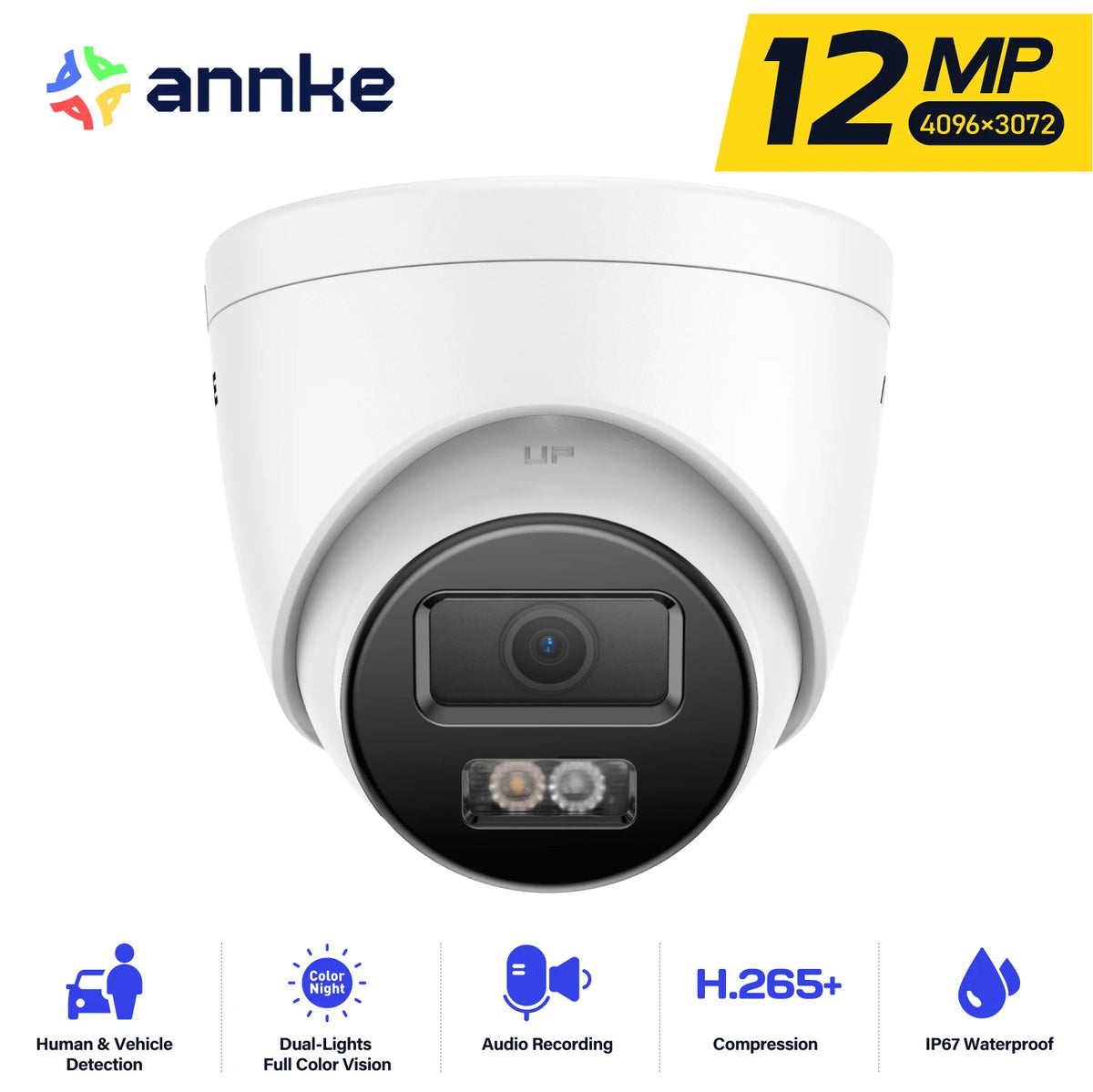 Annke 12MP Outdoor POE Security Camera AI Human Detection