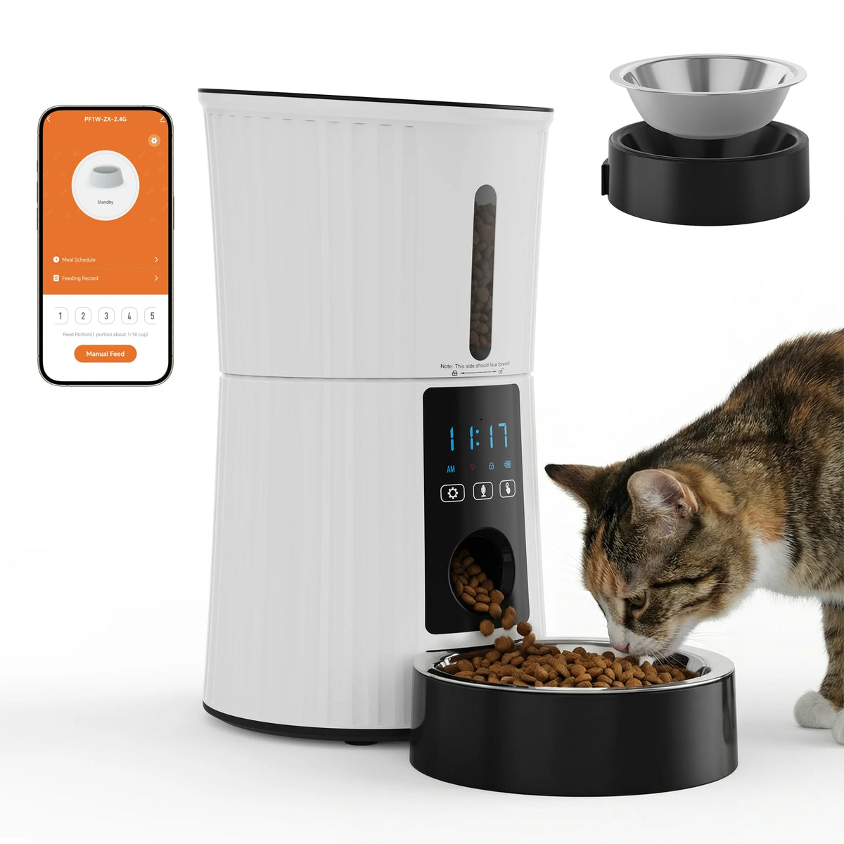 Automatic Programmable Cat Feeder With WiFi App Control Dual Power