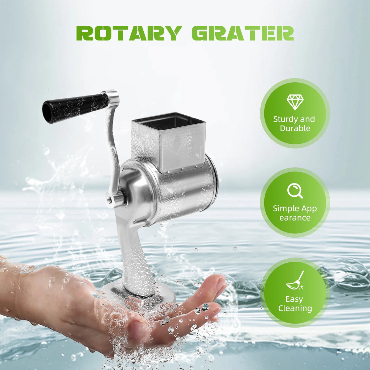 Stainless Steel Rotary Grater With Five Blades For Vegetables