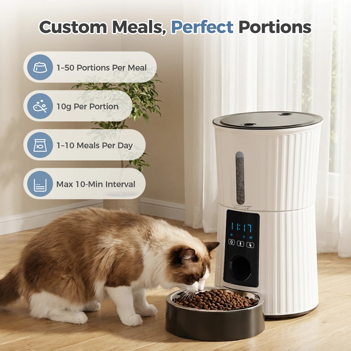 Automatic Programmable Cat Feeder With WiFi App Control Dual Power