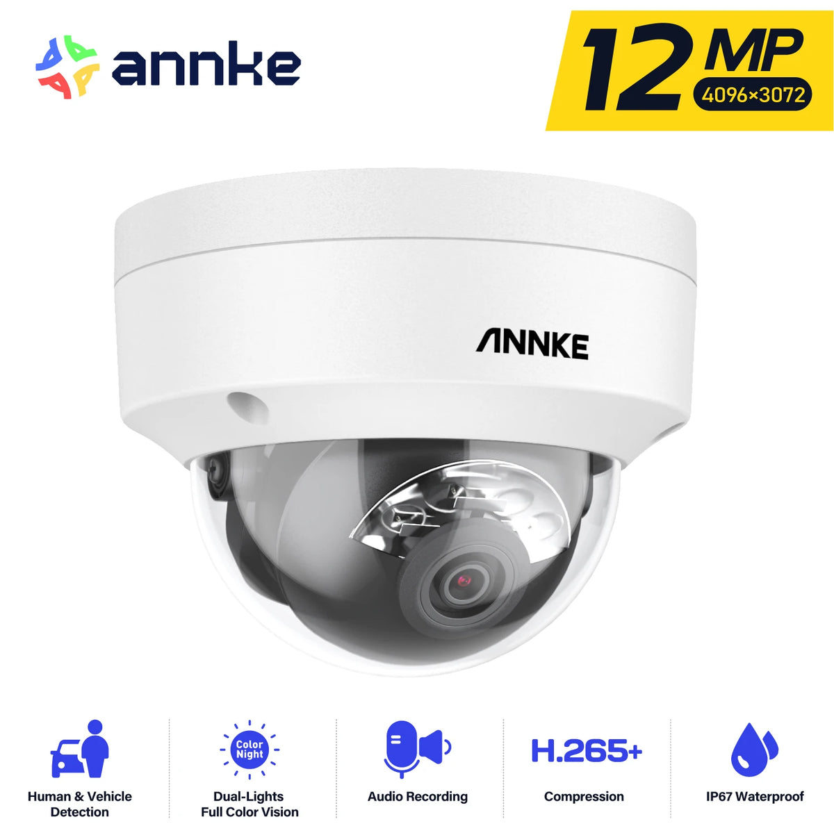 Annke 12MP Outdoor POE Security Camera AI Human Detection