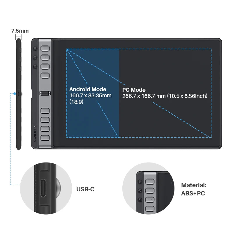 Huion Inspiroy 2 Digital Drawing Tablet With Battery-Free Pen