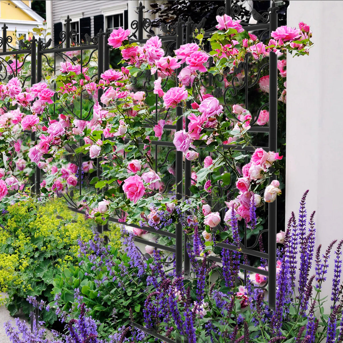 Metal Garden Trellis Panel Fence for Climbing Plants and Vines