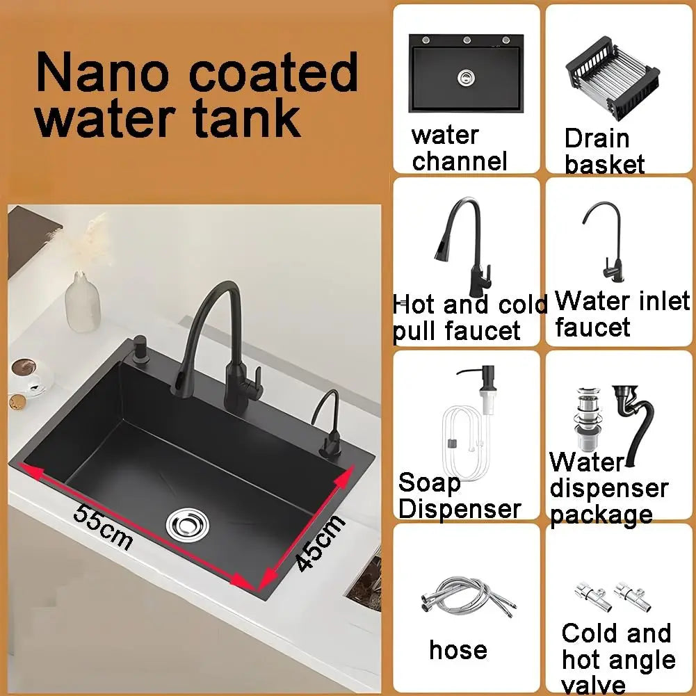 Stainless Steel Single Bowl Kitchen Sink With Pull Out Faucet