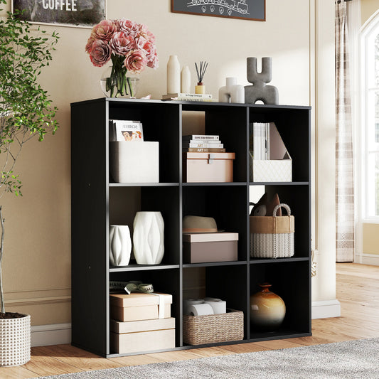 JHK Wooden Open Bookcase Storage Organizer Modern Minimalist Home