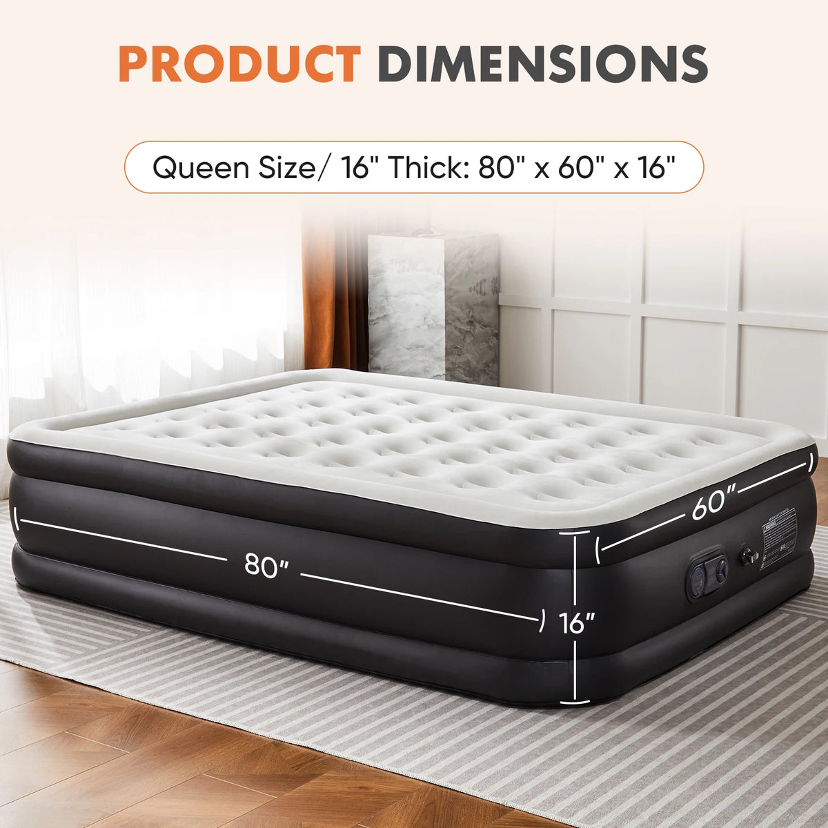 MCQ Air Mattress With Built In Pump And Non-Slip Base