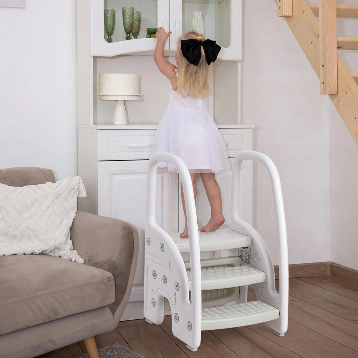 Dual Tier Toddler Step Stool With Side Handles For Bathrooms