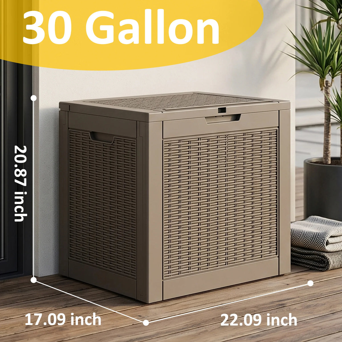 Weatherproof Lockable Rattan Textured Resin Outdoor Deck Box