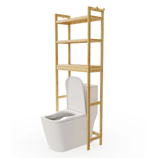 Bamboo Over Toilet Shelf Bathroom Storage Organizer Rack