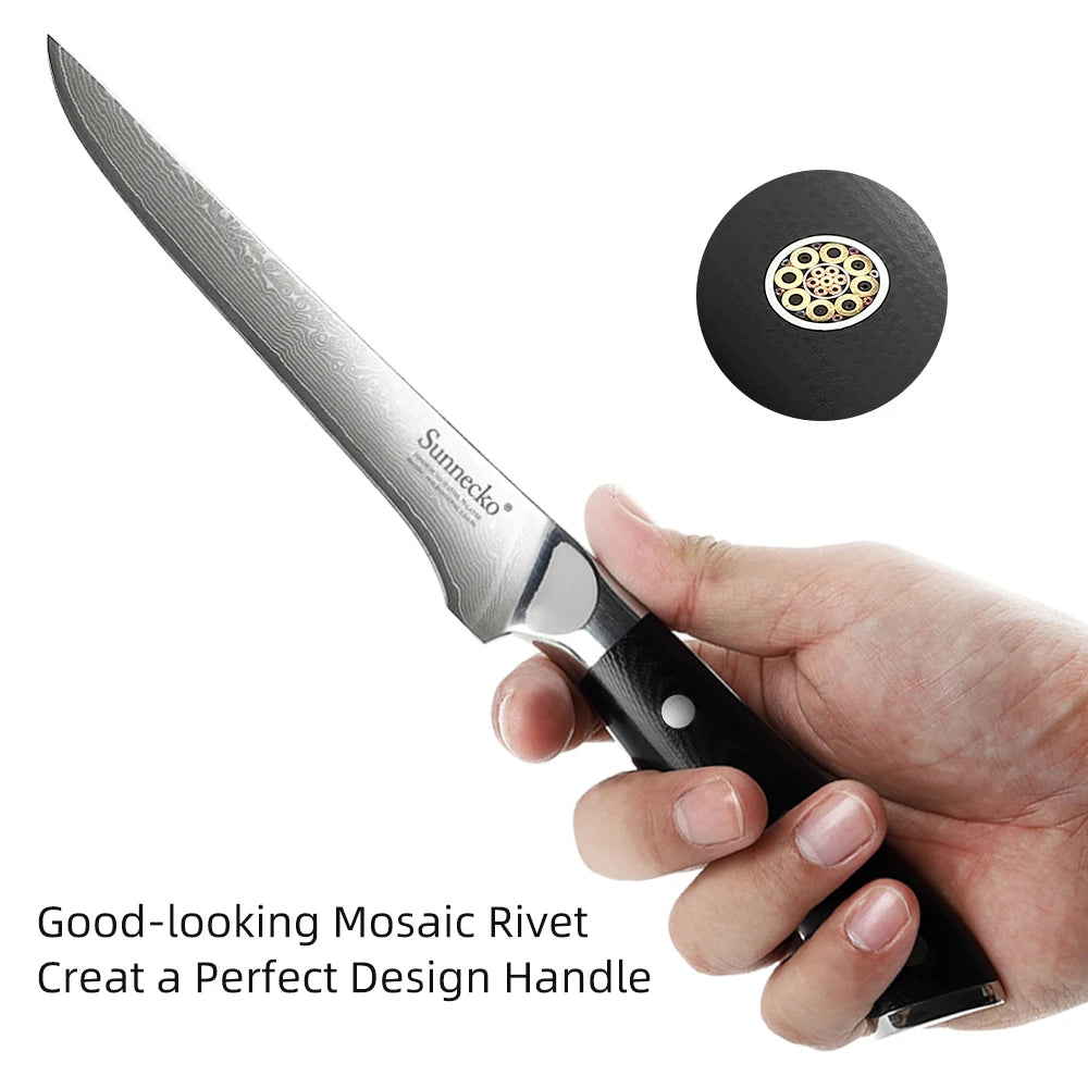 Sunnecko VG10 Damascus Steel Boning Fillet Kitchen Knife