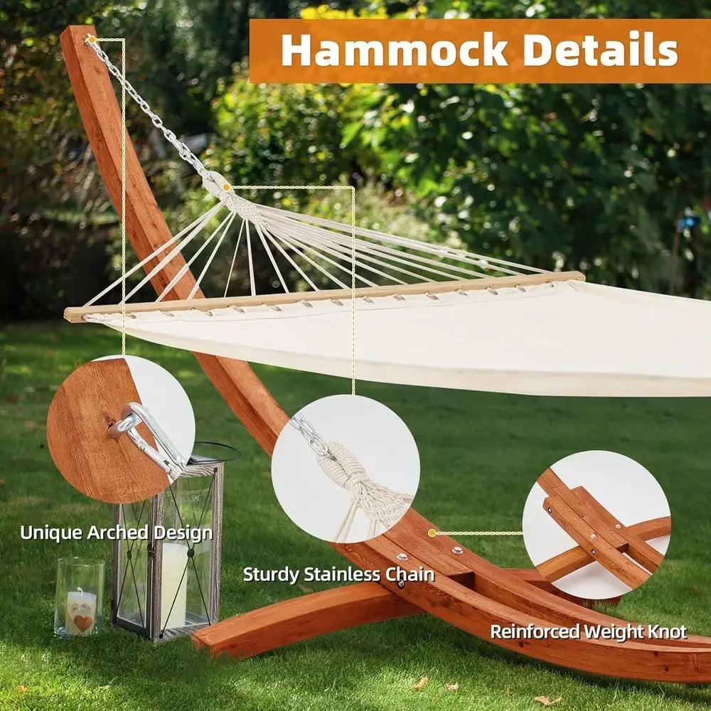 Heavy Duty Two Person Polyester Hammock with Durable Outdoor Stand