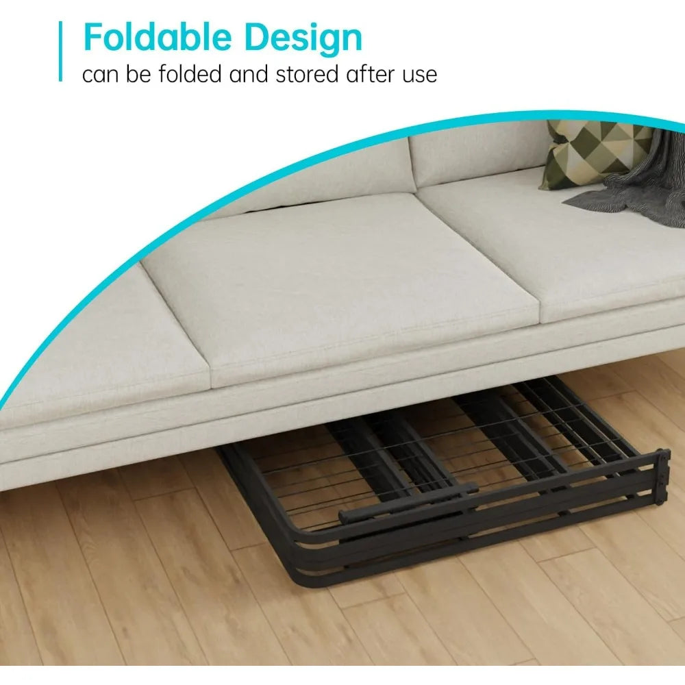 Heavy Duty Foldable Metal Bed Frame With Strong Steel Slats