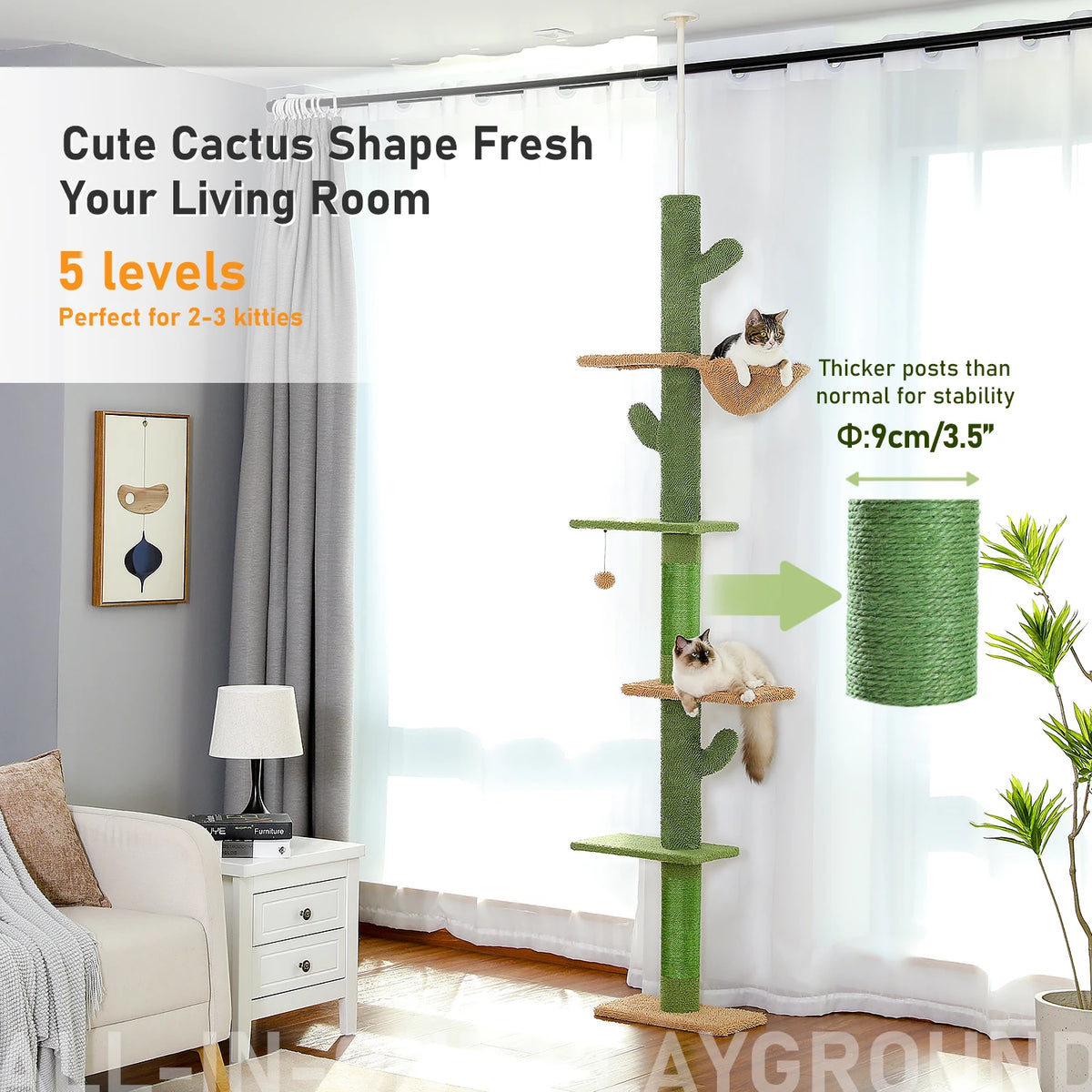PAWZ Road 5-Tier Cactus Cat Tower Climbing Tree With Hammock