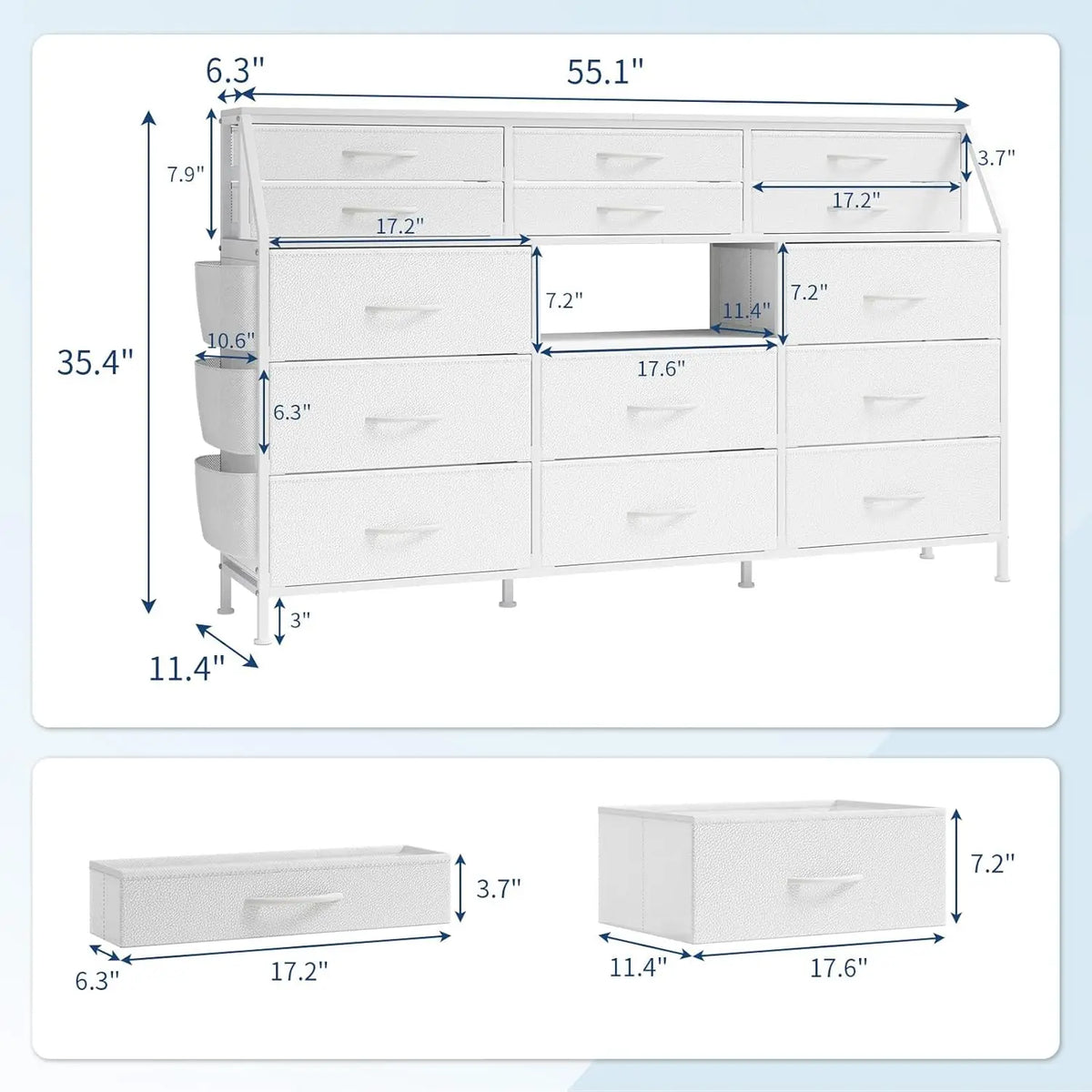 TWISTER CK Fabric Dresser With Wooden Top And 14 Drawers