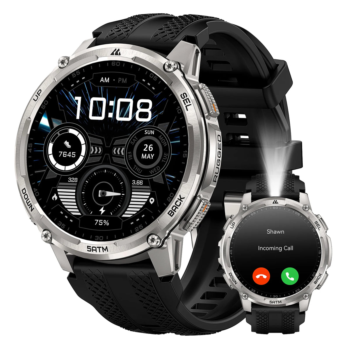 KOSPET Tank T4C Rugged Smartwatch With Dual Band GPS Flashlight