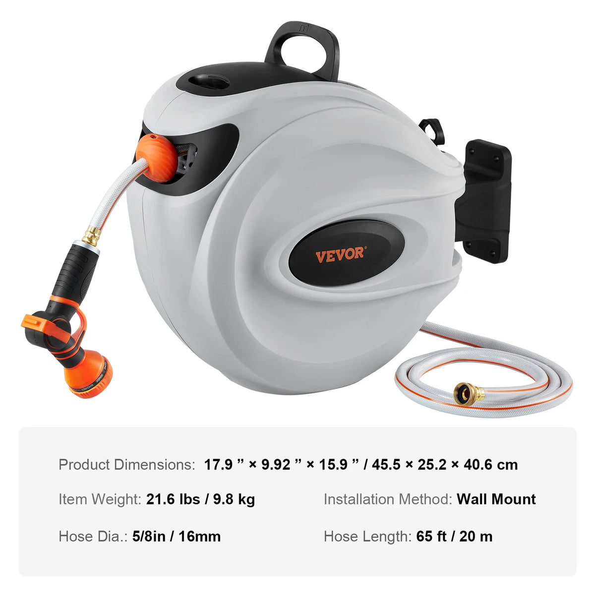 SucceBuy Automatic Rewind Garden Hose Reel With Spray Nozzle