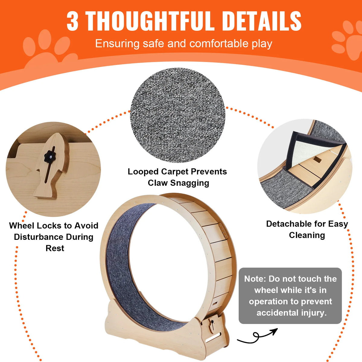 SucceBuy Wooden Cat Exercise Wheel For Indoor Cat Running