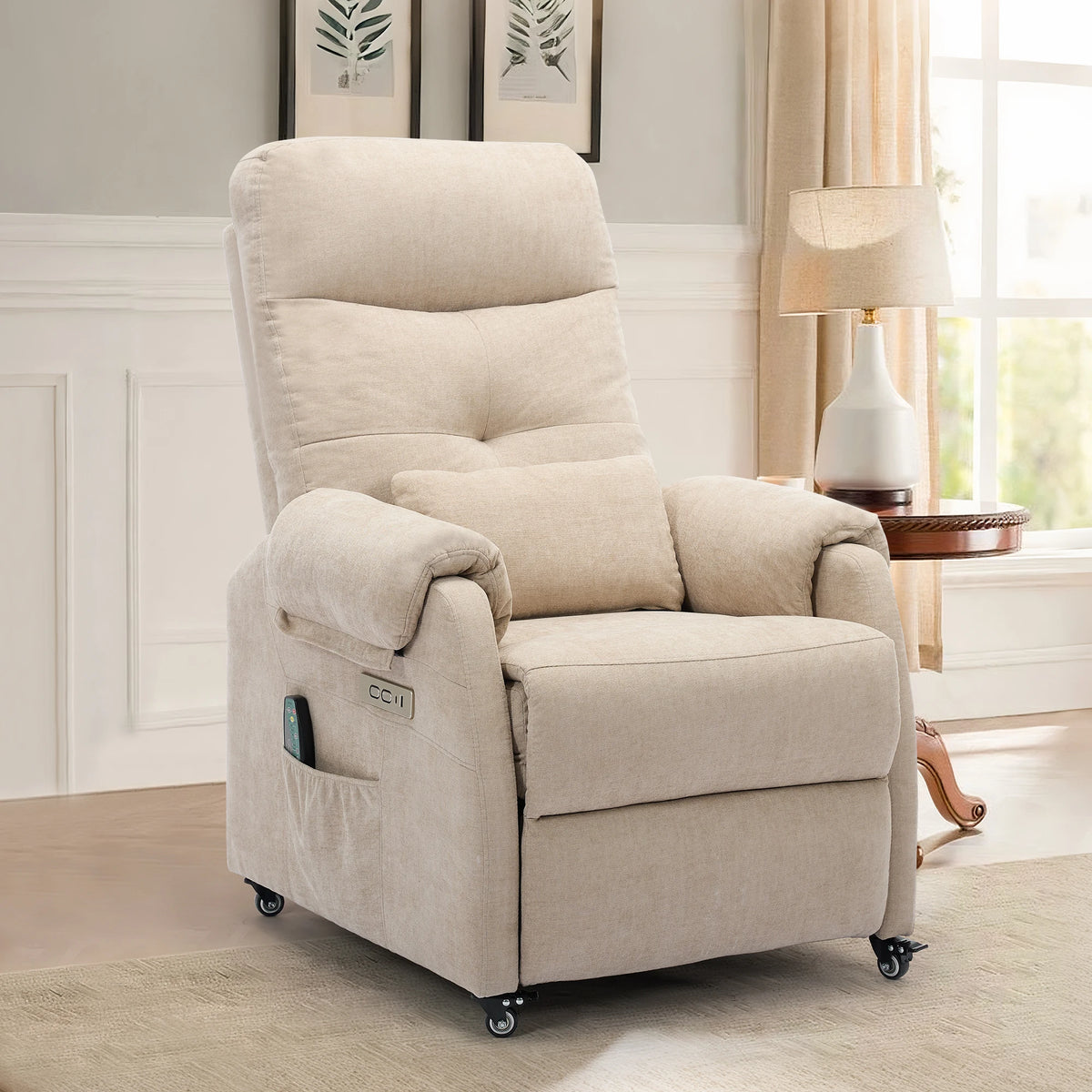 KORSER Power Recliner Chair With Wheels And USB Ports