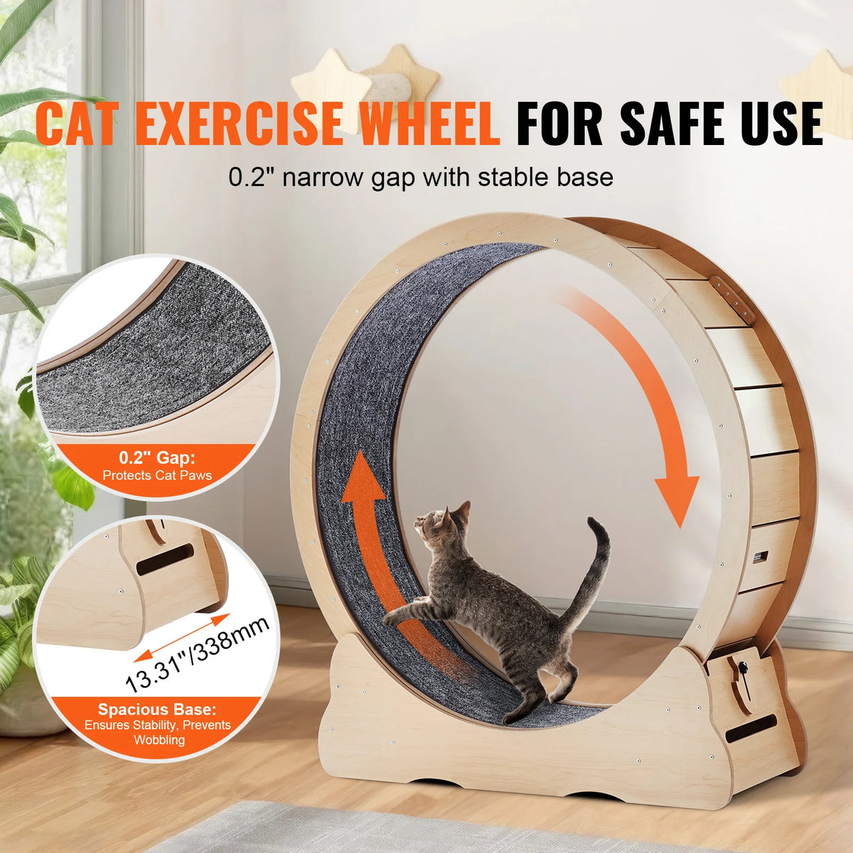 SucceBuy Wooden Cat Exercise Wheel For Indoor Cat Running