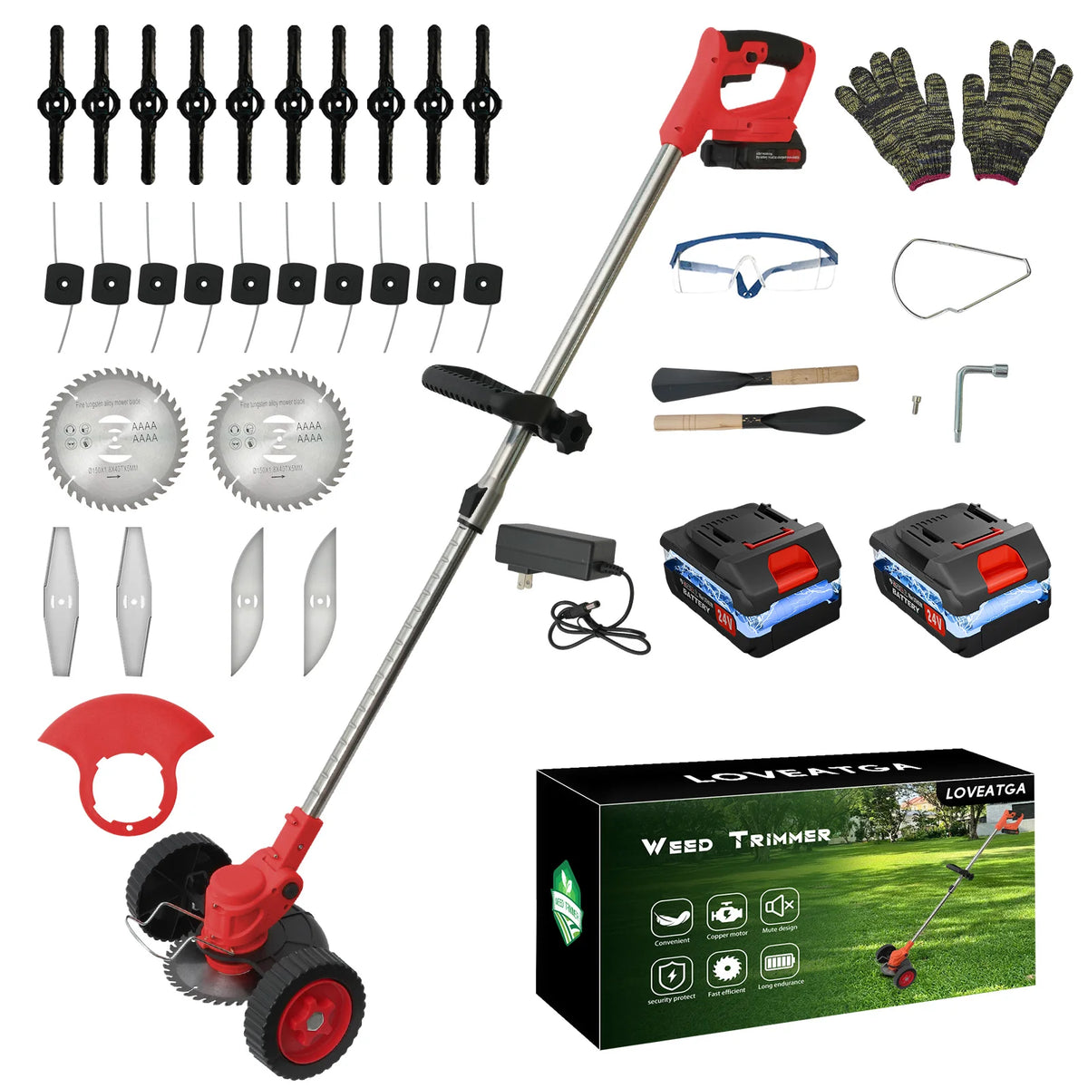 21V Cordless 3-In-1 Electric Lawn Trimmer With Battery Charger