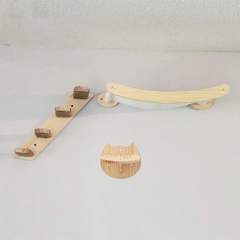 CWV Wall Mounted Cat Hammock And Scratching Stairway Shelf