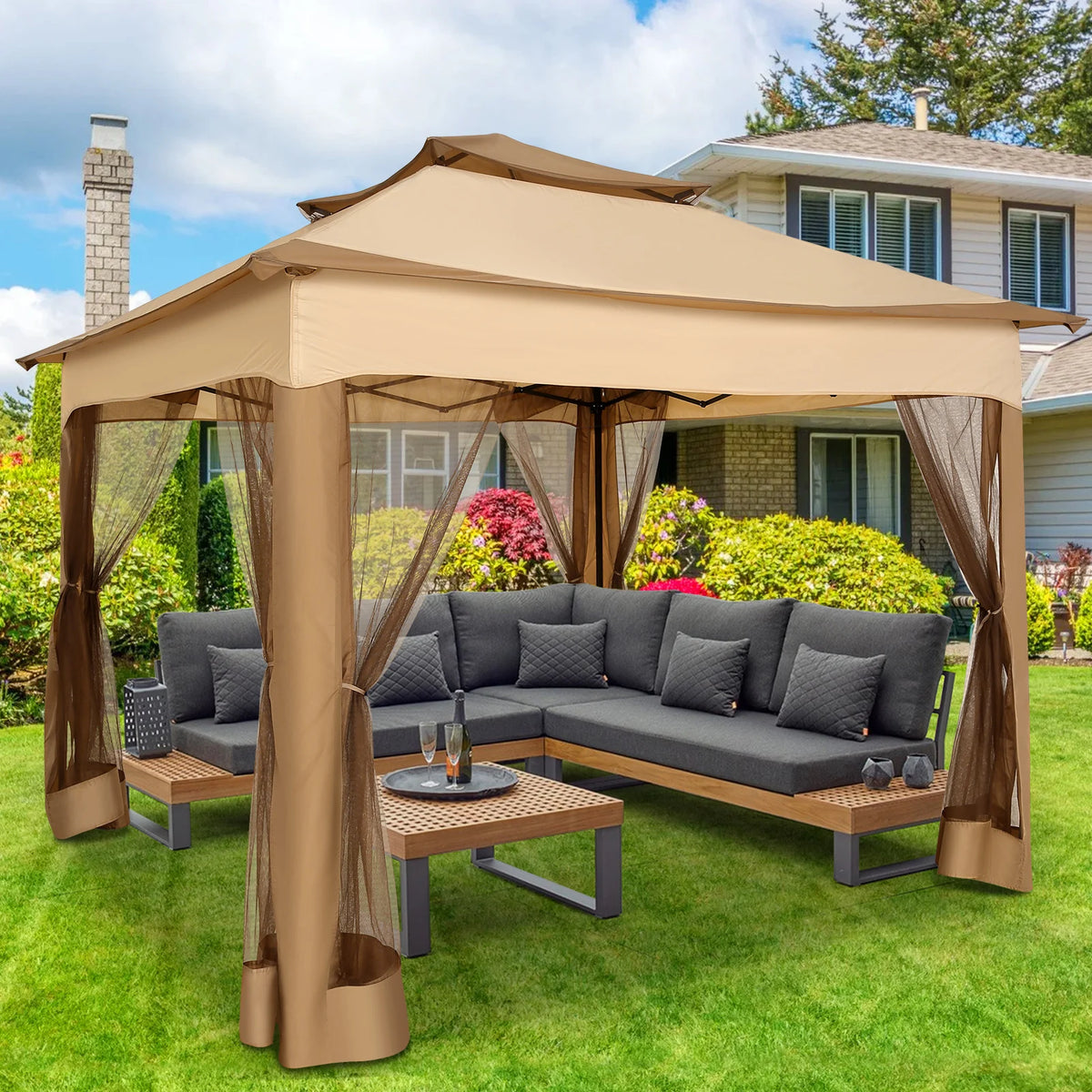 Tooluck Pop Up Gazebo Canopy With Mosquito Netting