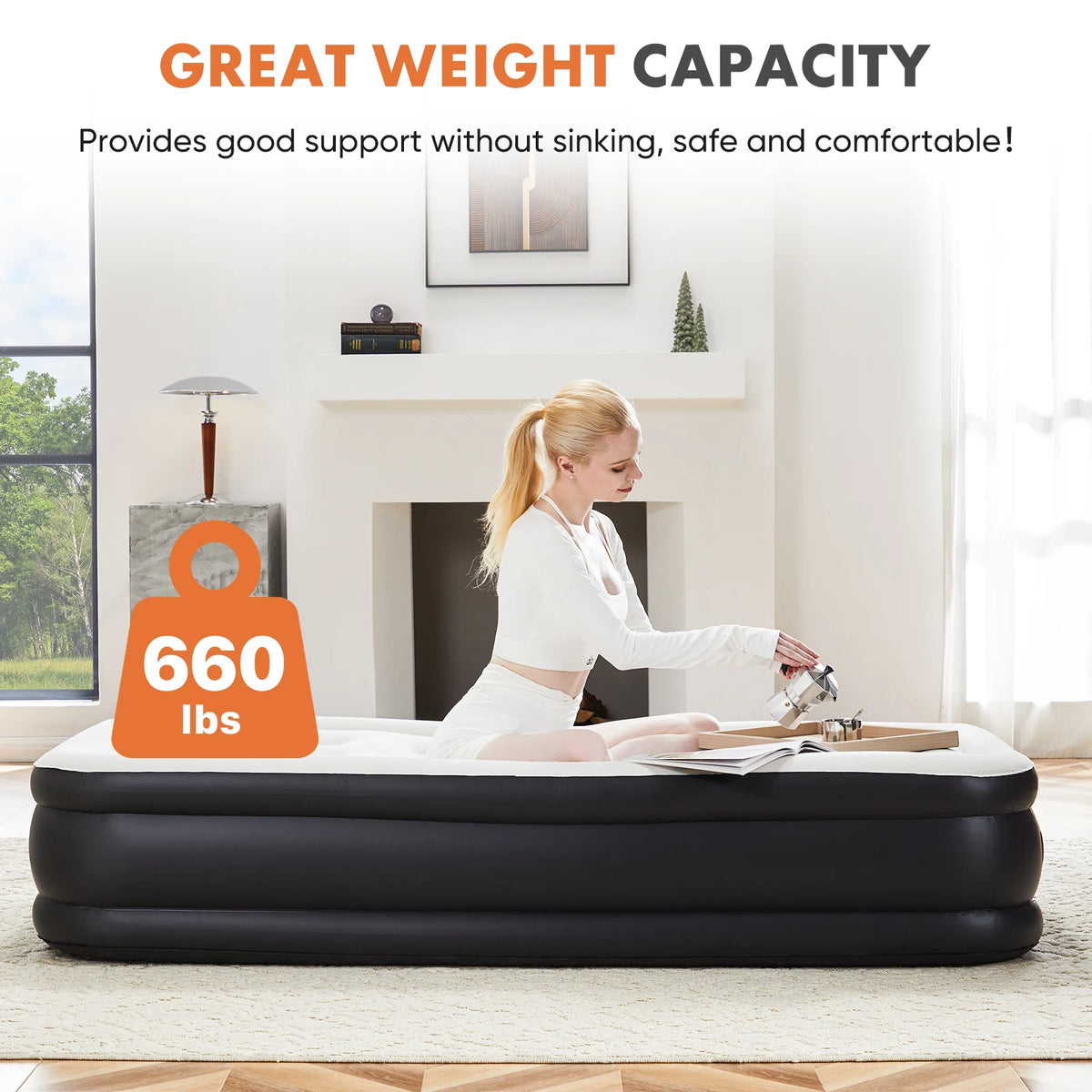 JHK Portable Inflatable Air Mattress For Home Camping Or Travel
