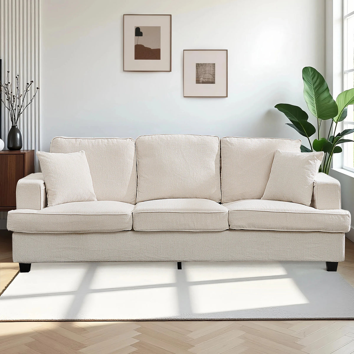 Modern Cloud Couch Sofa With Chenille Fabric And Wood Frame